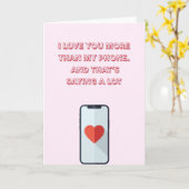 Funny "I Love You More Than My Phone" Mother's Day カード (黄色い花)