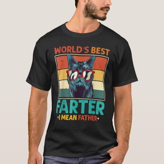 Funny I Mean Father Best Cat Dad Ever Worlds Best Tシャツ (正面)