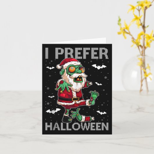 Funny I Prefer Halloween Santa Zombie Ugly Christm カード (黄色い花)