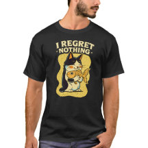 Funny “I Regret Nothing” Cat With Fish Vintage 