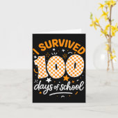 Funny I Survived 100 Days Of School Student Teache カード (黄色い花)