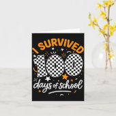 Funny I Survived 100 Days Of School Student Teache カード (黄色い花)