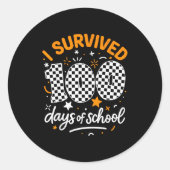 Funny I Survived 100 Days Of School Student Teache ラウンドシール (正面)