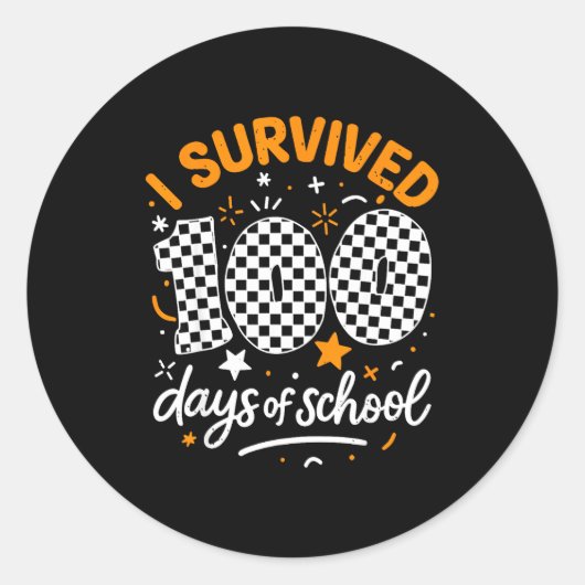 Funny I Survived 100 Days Of School Student Teache ラウンドシール (正面)