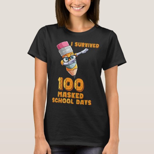 Funny I Survived 100 Masked School Days Cool Dabbi Tシャツ (正面)