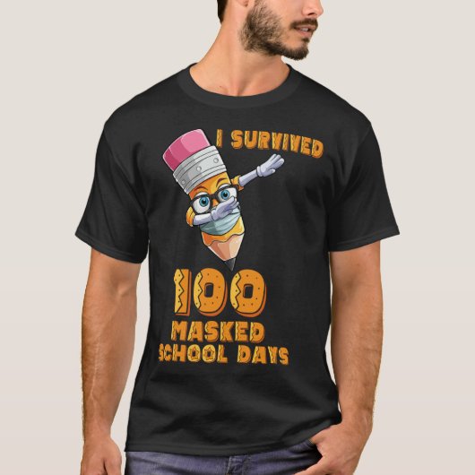Funny I Survived 100 Masked School Days Cool Dabbi Tシャツ (正面)