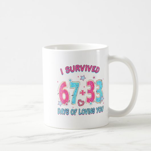 Funny I Survived 67 + 33 Days Of Loving You Valent コーヒーマグカップ (右)