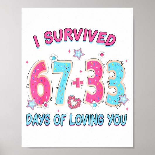 Funny I Survived 67 + 33 Days Of Loving You Valent ポスター (正面)