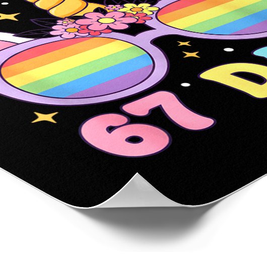 Funny I Survived 67 Days Of School Cat Teachers St ポスター (角)