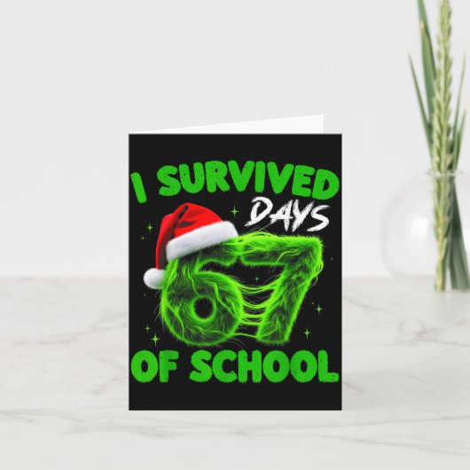 Funny I Survived 67 Days Of School Christmas Kids  カード (正面)