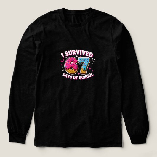 Funny I Survived 67 Days of School , for students  トライブレンドＴシャツ (デザイン正面)