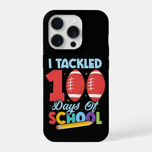Funny I Tackled 100 Days School Football Kids iPhoneケース (裏面)