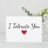 Funny “I Tolerate You” Humor Valentine's Day Card シーズンカード (スタンド正面)