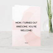 Funny "I Turned Out Awesome" Mother's Day Photo カード (裏面)