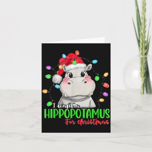 Funny I Want A Hiptamus For Christmas Xmas Hip Lov カード (正面)