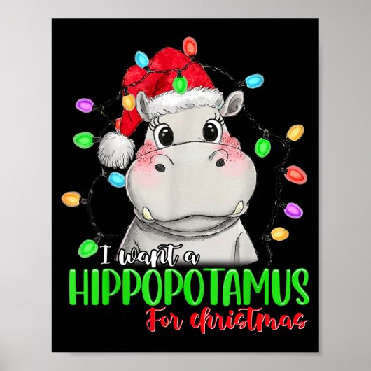 Funny I Want A Hiptamus For Christmas Xmas Hip Lov ポスター (正面)