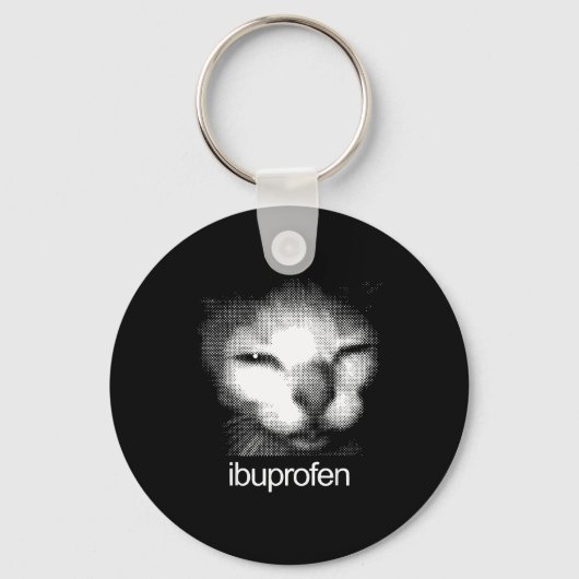 Funny Ibuprofen Cat Meme Retro Ugly Cat Face Mens  キーホルダー (正面)