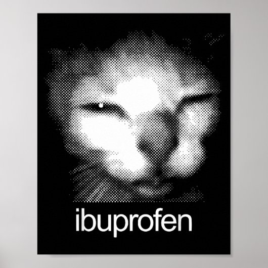 Funny Ibuprofen Cat Meme Retro Ugly Cat Face Mens  ポスター (正面)