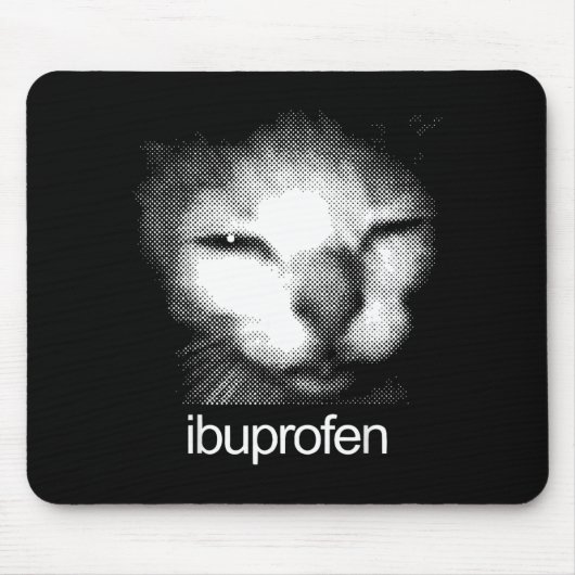 Funny Ibuprofen Cat Meme Retro Ugly Cat Face Mens  マウスパッド (正面)