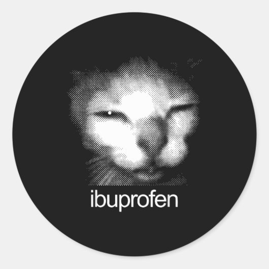 Funny Ibuprofen Cat Meme Retro Ugly Cat Face Mens  ラウンドシール (正面)