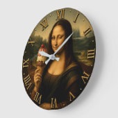 Funny Ice Cream Mona Lisa  ラージ壁時計 (傾斜)