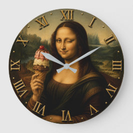 Funny Ice Cream Mona Lisa ラージ壁時計
