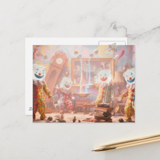 Funny icecube clowns surreal circus ポストカード (正面/裏面インサイチュ)