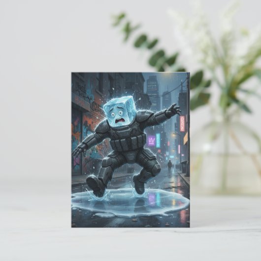 Funny icecube falling on ice  ポストカード (スタンド正面)