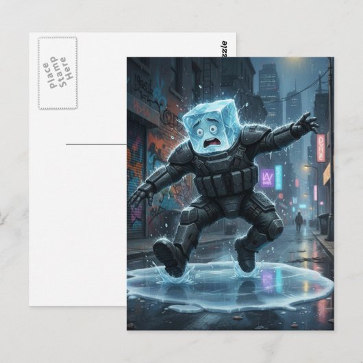 Funny icecube falling on ice  ポストカード (正面/裏面)