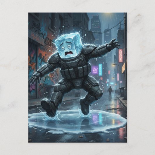 Funny icecube falling on ice  ポストカード (正面)
