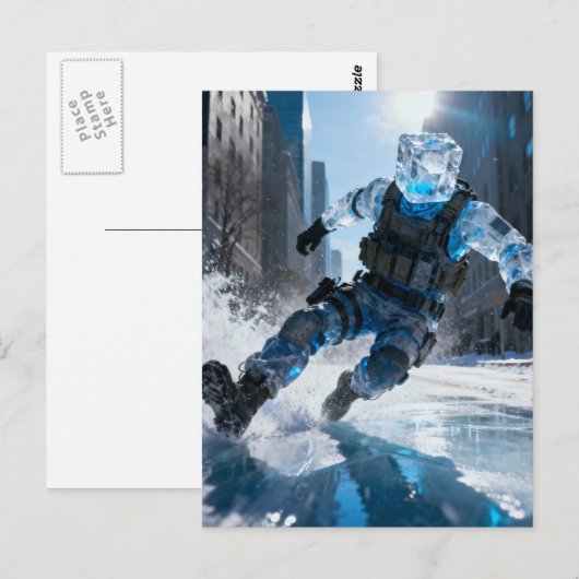 Funny icecube person falling on ice  ポストカード (正面/裏面)