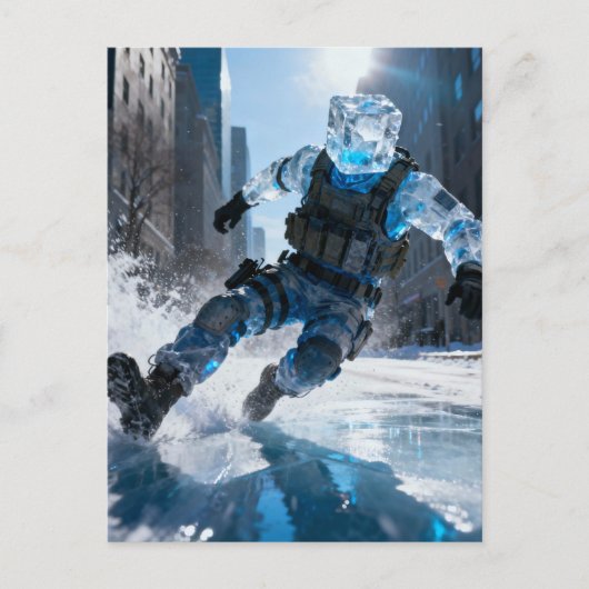 Funny icecube person falling on ice  ポストカード (正面)