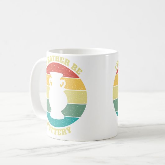 Funny I'D Rather Be Pottery コーヒーマグカップ (正面左)
