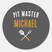 Funny Id Smoke That Name Bbq Grilling Dad ラウンドシール (正面)