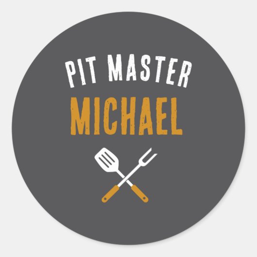 Funny Id Smoke That Name Bbq Grilling Dad ラウンドシール (正面)