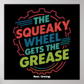 Funny Idiom Retro Squeaky Wheel Gets  the Grease ポスター (正面)