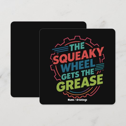 Funny Idiom Retro Squeaky Wheel Gets  the Grease 招待状 (正面/裏面)