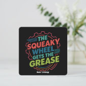 Funny Idiom Retro Squeaky Wheel Gets  the Grease 招待状 (スタンド正面)