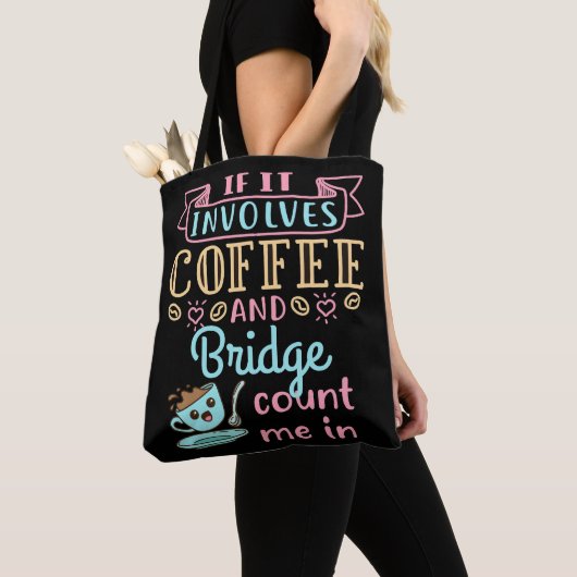 Funny If It Involves Coffee and Bridge  トートバッグ (クローズアップ)