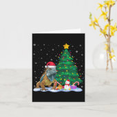Funny Iguana Xmas Tree Lights Reindeer Hat Christm カード (黄色い花)