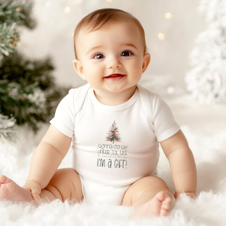Funny I'm a Gift Holiday Baby Outfit for Christmas ベビーボディスーツ