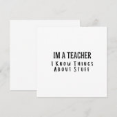 Funny Im A Teacher, I Know Things About Stuff  招待状 (正面/裏面)