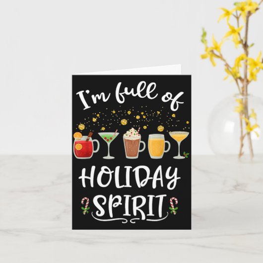 Funny I'm Full Of Holiday Srit Christmas Drinking  カード (黄色い花)