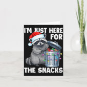 Funny I'm Just Here For The Snacks Raccoon Christm カード (正面)