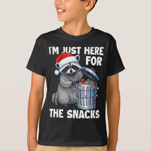 Funny I'm Just Here For The Snacks Raccoon Christm Tシャツ (正面)