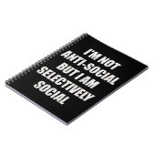 Funny Im Not Anti Social But Im Selectively Social ノートブック (左側)