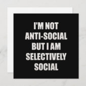 Funny Im Not Anti Social But Im Selectively Social 招待状 (正面/裏面)