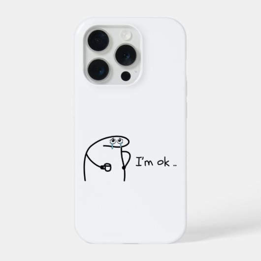 Funny I'm Ok Cartoon Stickman Phone Case Moody Hum iPhoneケース (裏面)