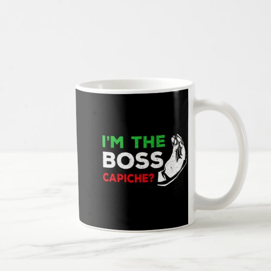 Funny I'm The Boss Italian Nonna Nonno Cache Humor コーヒーマグカップ (右)
