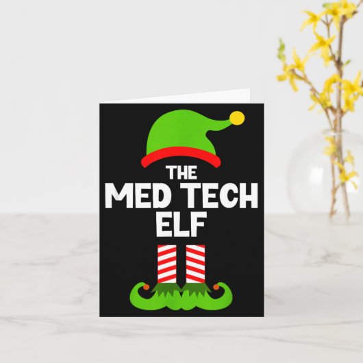 Funny I'm The Med Tech Elf Christmas Xmas Medical  カード (黄色い花)